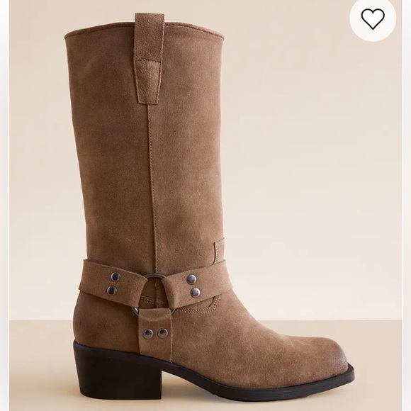 NWOT Steve Madden Ruskin Suede Harness Boots - Taupe - Size 8 - Picture 2 of 12